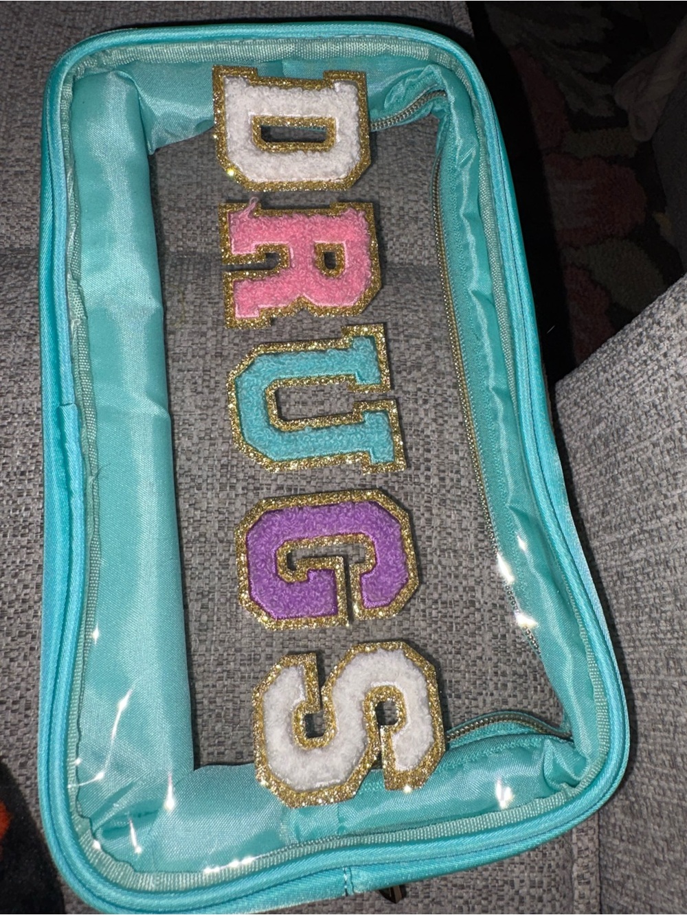 Medication Travel Pouch with Colorful Lettering